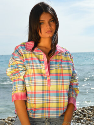Chemise Manche Longue Zorabande Bleau Rose Rouge