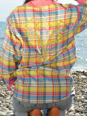 Chemise Manche Longue Zorabande Bleau Rose Rouge