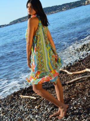 Robe courte Rita Jaune Vert Rouge