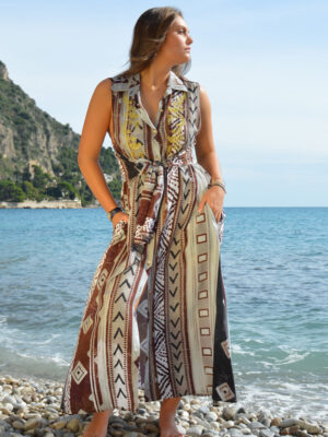 Robe Longue Reac Marron Gris
