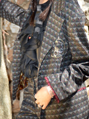 Blazer Cocote gabardine noir imprimé