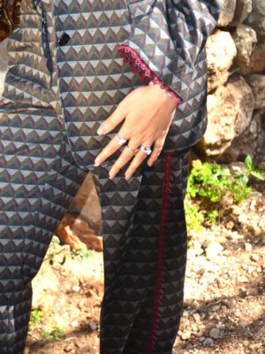 Pantalon  Helena gabardine  noir imprimé
