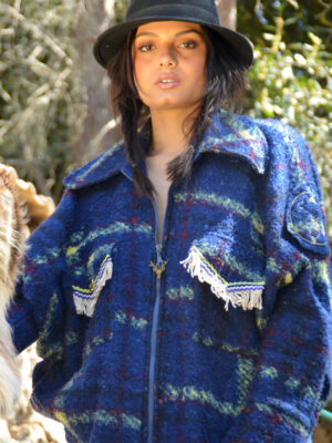 Veste Bye Bye jacquart bleu electrique