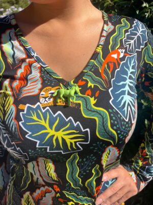 Robe longue Chris paresseux noir imprimé